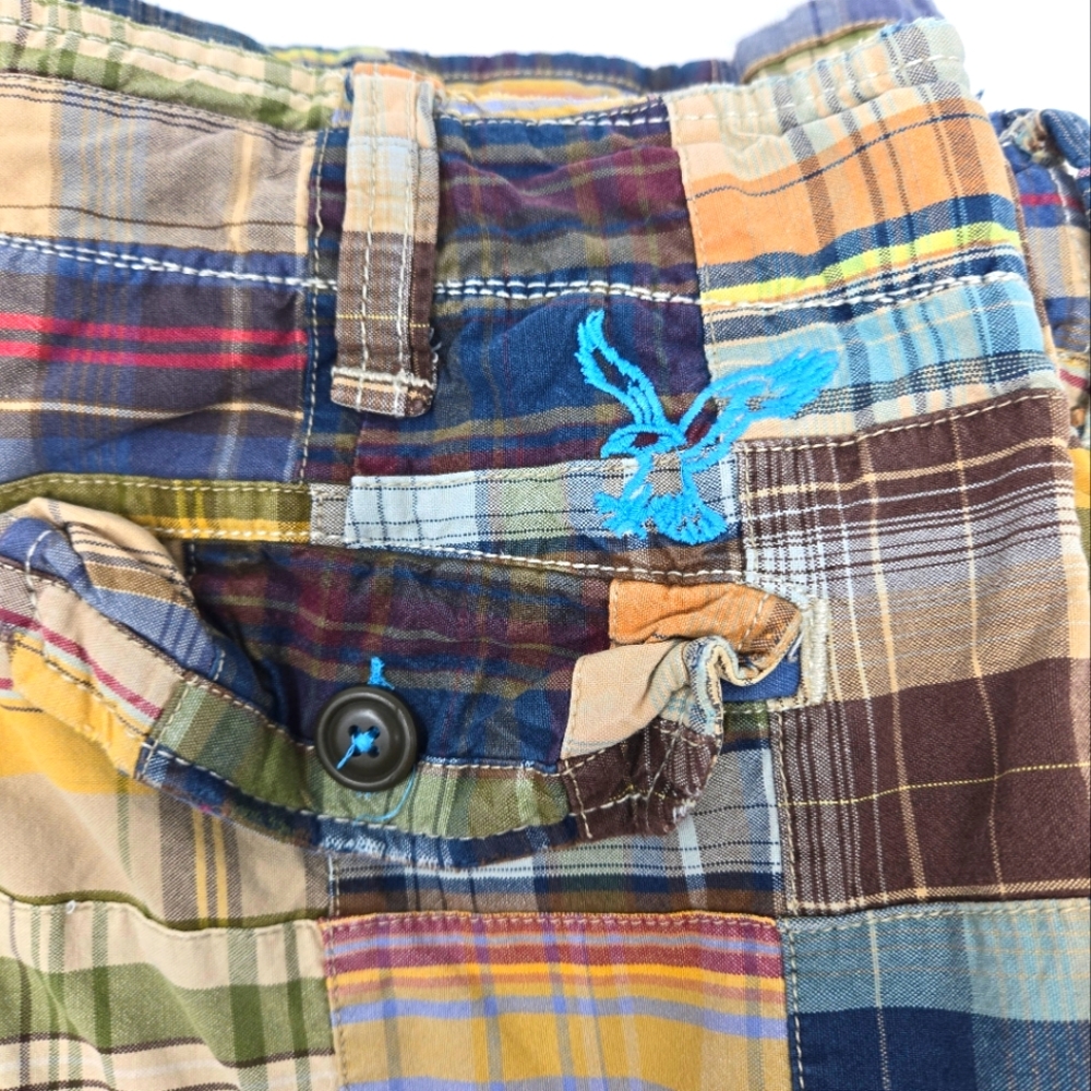American Eagle Patchwork Cargo Shorts Size 34 Mul… - image 3